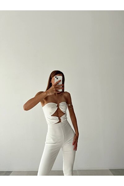 Quzu Aksesuar Detaylı Bluz Ekru