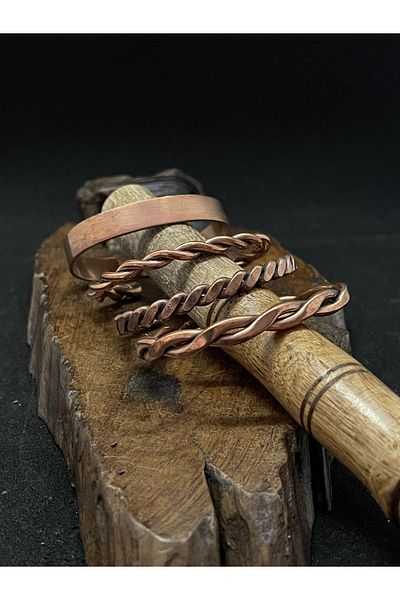 Rupen Kraft سوار من النحاس النقي مكون من 4 قطع، سوار نحاسي 100% مصنوع يدويًا