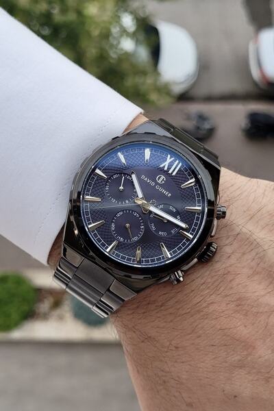 DAVID GUNER Kadranı Lacivert Kordonu Siyah Renk 2 Yıl Garantili İç Göstergeleri Aktif Erkek Kol Saati