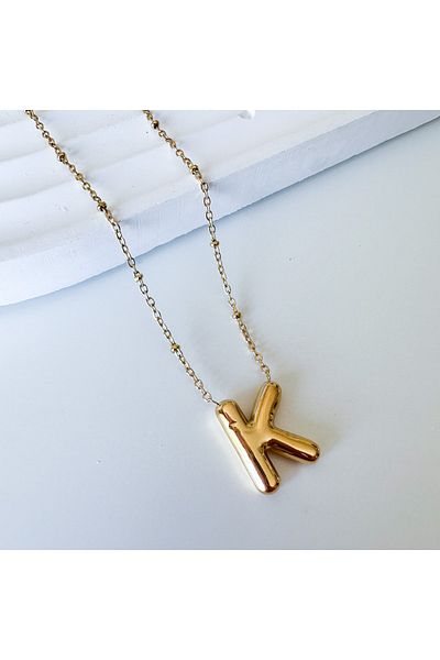 CHARMLUCKY K letter necklace with steel grenade