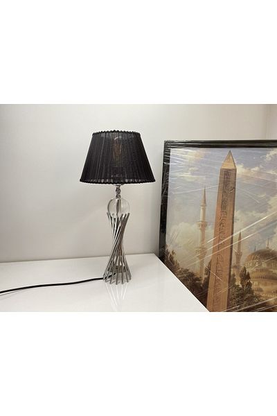 asellus Misbah Twist Lampshade "Knitted Hat" Table Lamp Chrome Plated with Crystal Glass (silver color), lampshade