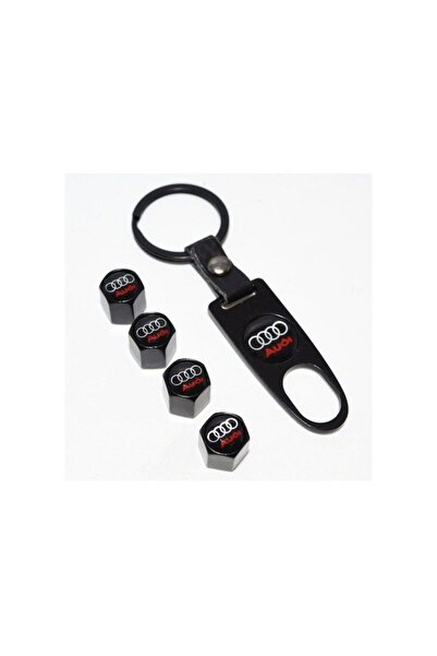 İKTUNING شعار أودي - أغطية صمامات مع سلسلة مفاتيح وشعار