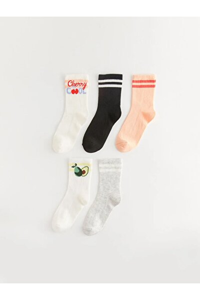 LC Waikiki Екрю десенни чорапи за момичета, 5 чифта