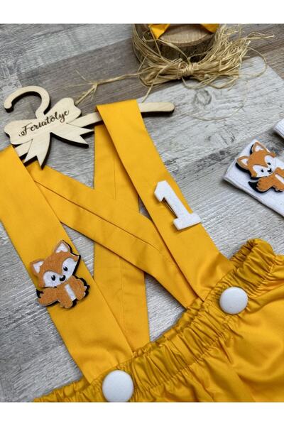 Feriatolye Fox concept baby boy, 1 year old, light orange salopette