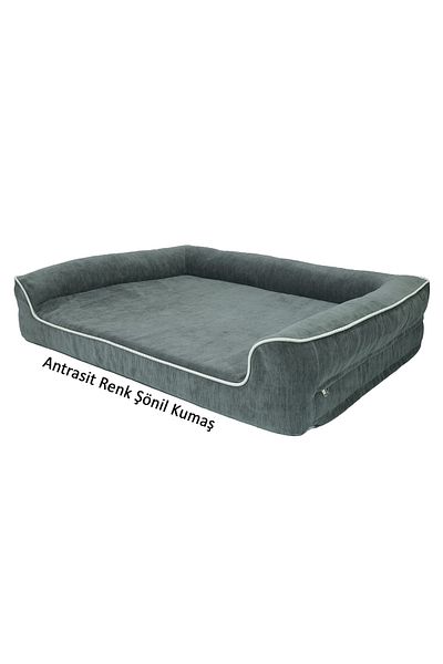viscopet Premium Sofa Block with Sunger, Mattress, Zippered, Washable Dog Bed-S-anthracite