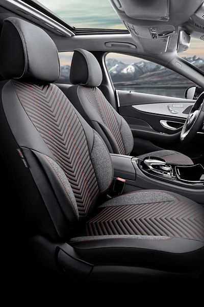Otom Advanced Design Special Design Premium Leather-Linen Extra Supported Universal Car Seat Cover Full Set
