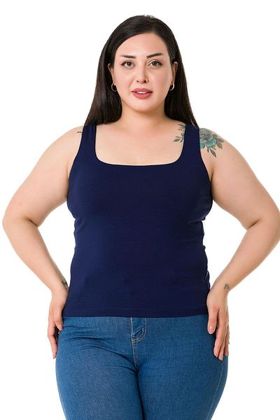 DISENTIS MODEST Large Size Strappy Half Lined Viscose Navy Blue Body