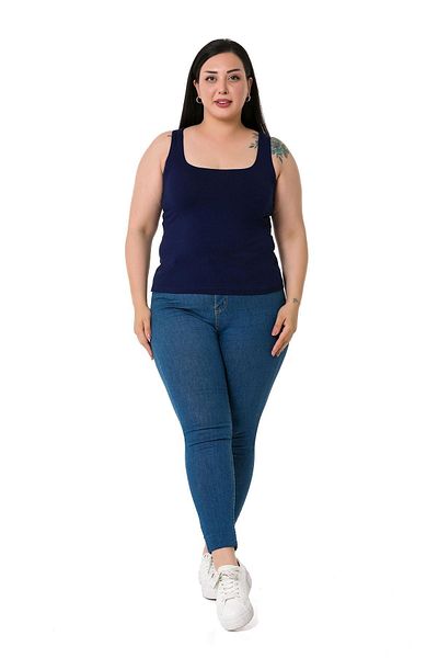 DISENTIS MODEST Large Size Strappy Half Lined Viscose Navy Blue Body