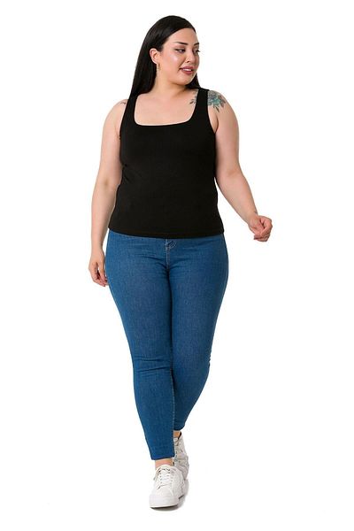 DISENTIS MODEST Plus Size Strappy Half Lined Viscose Black Body