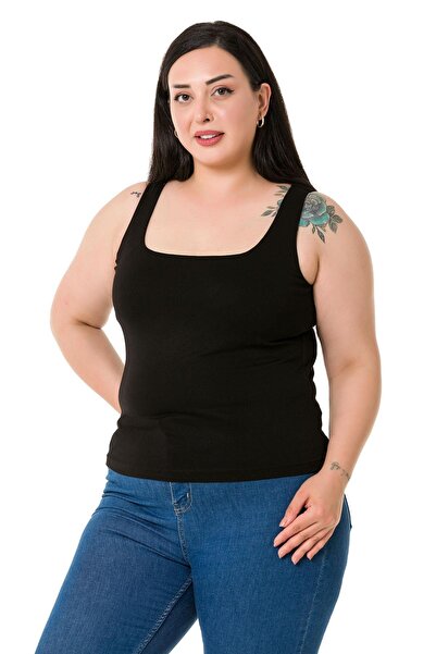 DISENTIS MODEST Plus Size Strappy Half Lined Viscose Black Body