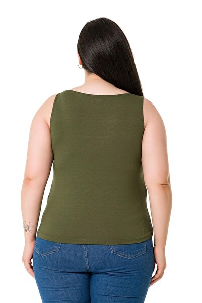 DISENTIS MODEST Plus Size Strappy Half Lined Viscose Khaki Body