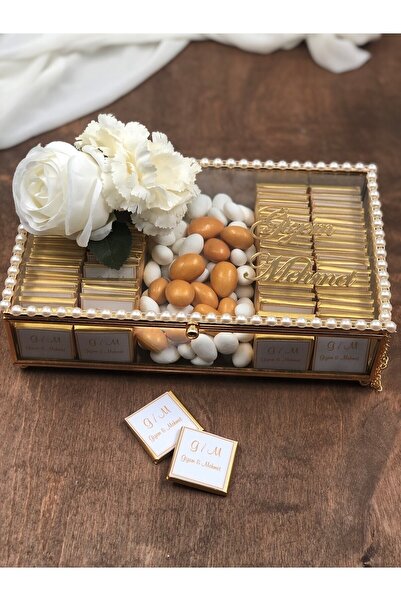 Denseden Kız Isteme Çikolatası Söz Nişan Çikolatası Cam Kutu içerisinde 80 ad...