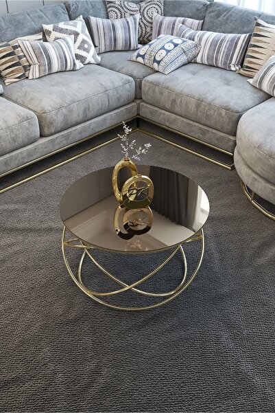 Puklife Gezegen Orta Sehpa Gold Ayak Bronz Ayna