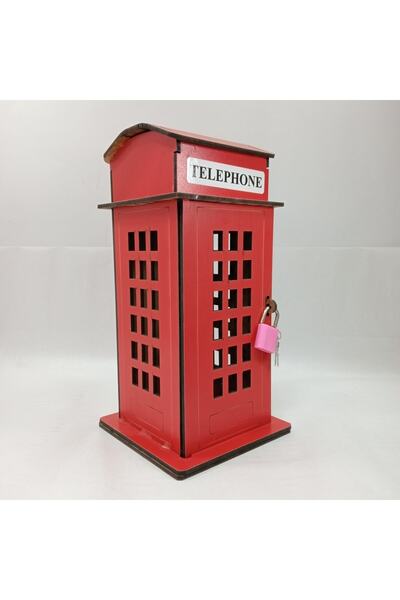 ramse hediyelik eşya ahşap nostalji telefon kulübesi Kumbara