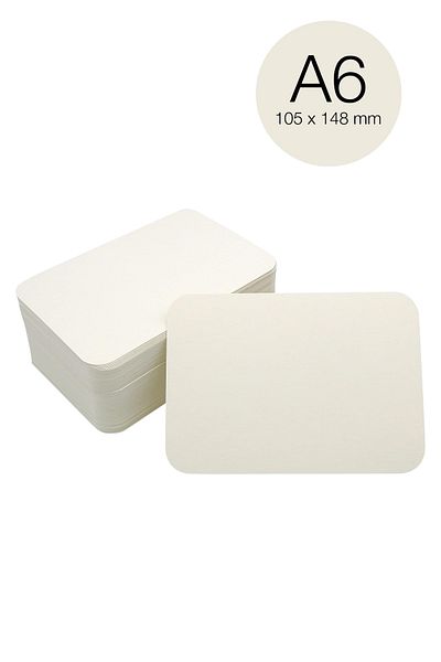 DERELİ MATBAA Pack of 50 Flash Cards A6 Size Unprinted Oval Cut Cards