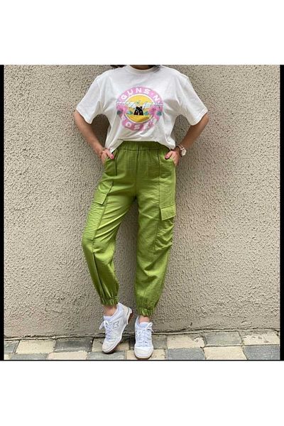 Dali Giyim Mountain Green Parachute Cargo Pocket Trousers