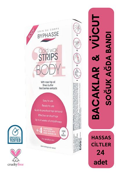 BYPHASSE Waxing Strip for Sensitive Skin Leg & Body Area 24 pcs