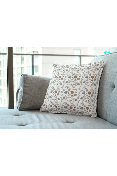 NT Handmade Floral Patterned Printed 42x42cm Cotton Woven Throw Pillow Pillow Case