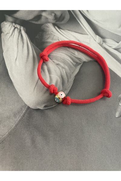 Hazeran accessories Renkli Nazar Boncuklu Kırmızı İp Bileklik