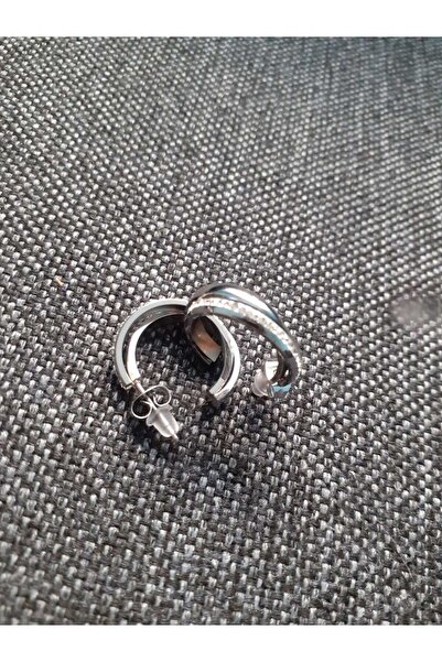 stainless steell Çelik halka taşlı küpe