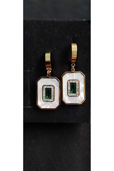 stainless steell Gold taşlı küpe