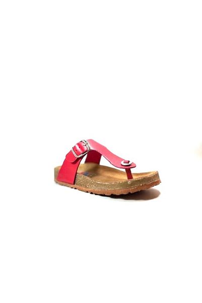 Onlo Ayakkabı Pafi 100 Genuine Leather Red Orthopedic Flip Flops for Girls