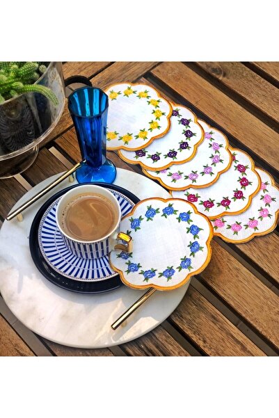 Çengelli İğne 6'Lı Renkli Gül Kokteyl Peçete