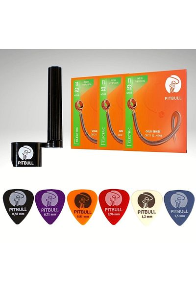 Pitbull Strings Gold Series Electric Guitar String Set of 3 (Wire Winder 10 Pena) Geg 11-52 Mthb 3Pswp