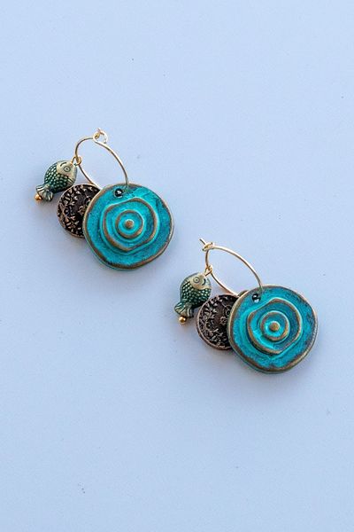 Lila Rosa Authentic Ethnic Earrings with Fish Figures