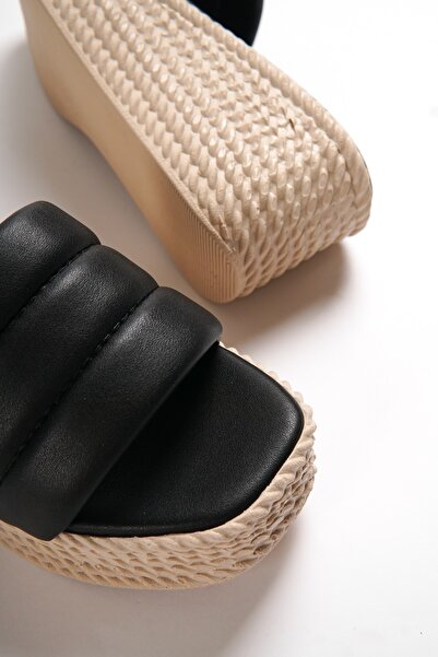 BZ Moda ADARA KT Orthopedic Sole Wedge Heeled Women's Slippers Black