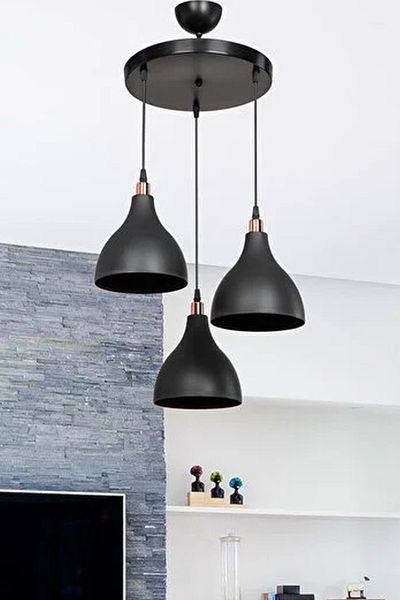 EvLight Zano 3-Piece Black Chandelier