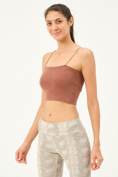 efstyle combed cotton crop athlete with rope straps