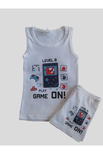 elmas kids Boy's Game On Pattern Βαμβακερό λευκό εσώρουχο μπόξερ κοστούμι