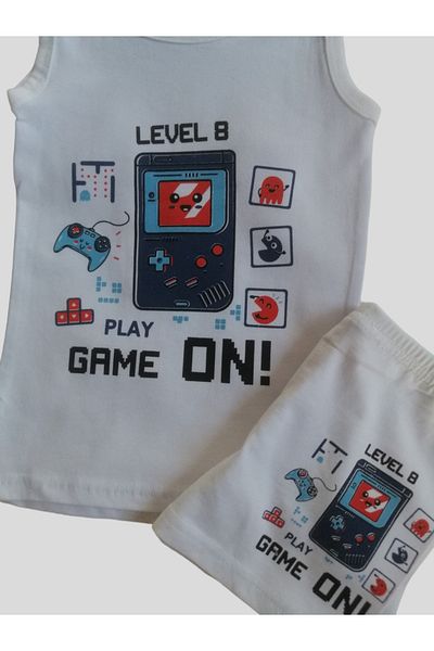 elmas kids Boy's Game On Pattern Βαμβακερό λευκό εσώρουχο μπόξερ κοστούμι