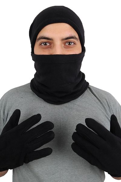 Asker Kolisi Unisex Black Set of 3 Fleece Beanie Neck Collar Gloves