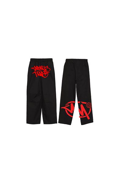 Leox Wear Minus Two Red Printed Baggy Unisex Trousers
