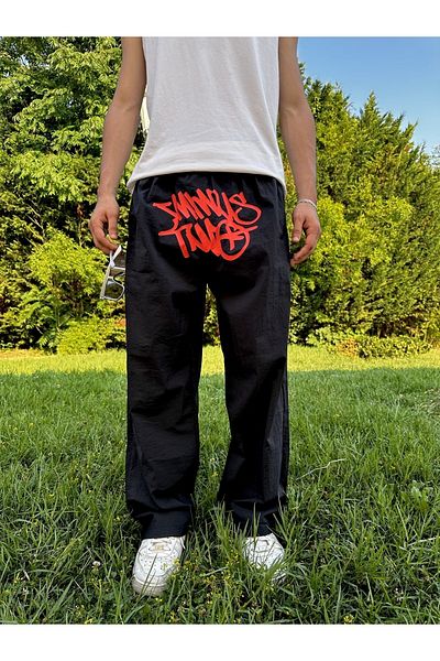 Leox Wear Minus Two Red Printed Baggy Unisex Trousers