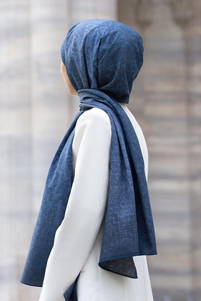 Vissona Γυναικείο πολυτελές μεταξωτό σάλι Medina Indigo-2