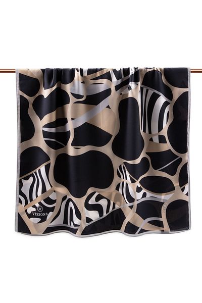 Vissona Γυναικείο σάλι πολυτελείας Medina Silk Beige-4