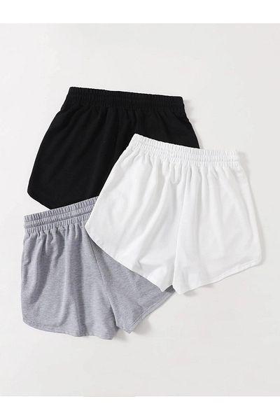 Richarlison Women's Black-White-Grey Unprinted 3-Pack Combed Cotton Shorts
