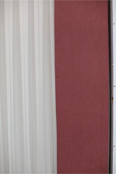 MEVVA HOME Plain Stitching (No Pleat) Velvet Background Single Wing Curtain Dark Pink