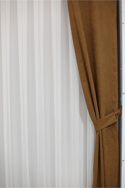 MEVVA HOME Plain Stitching (No Pleat) Velvet Background Single Wing Curtain Milk Coffee