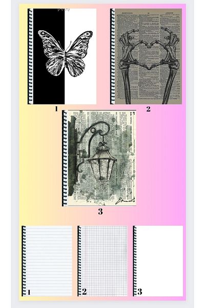 animeandyourworld Nostalgic vintage 3 pieces notebook A4 size lined + plaid + unlined