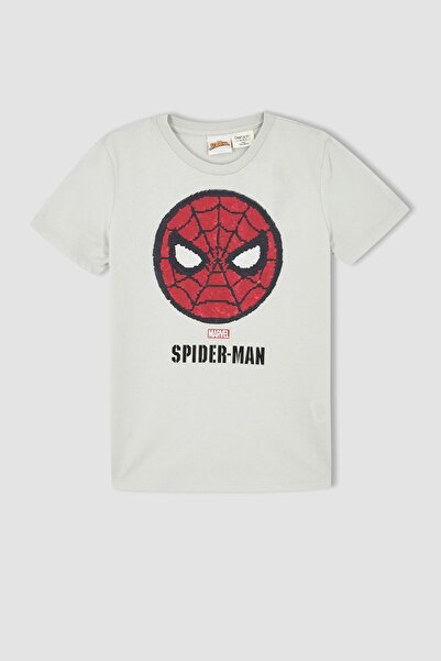 DeFacto Μπλουζάκι με κοντό μανίκι Boy's Marvel Spiderman Regular Fit Crew με παγιέτες