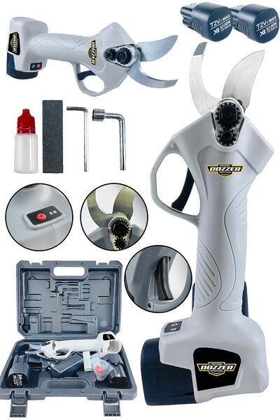 DOZZER Alman Paslanmaz Bıçak 18volt 2ah Bakır Sargılı 2 Akülü Tam Profesyonel Akülü Makas Dal Budama Makası