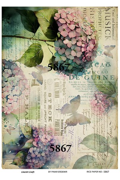 LİNEART Lineart Brass Decopage Paper no:5867