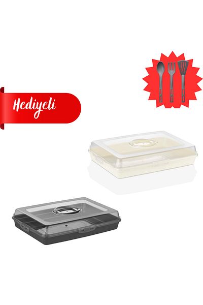 DEMPA Large Size Rectangular Locking Cake Pastry and Pyrex Carrying and Storage Set