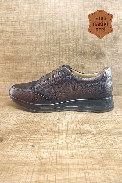 Endurstep Ορθοπεδικά Γνήσιο Δέρμα με κορδόνια Καφέ Casual Ανδρικά Παπούτσια Cas0009