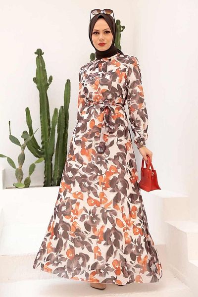 Neva Style - Patterned Tile Hijab Dress 2925krmt