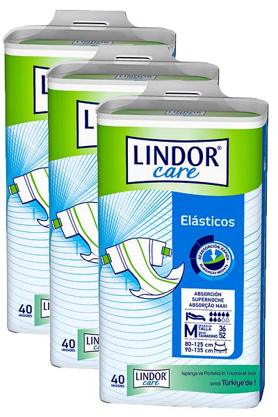 LİNDOR Hartmann Patient Diapers with Tie 40 Pieces Medium Medium Size 3 Packs 120 Pieces